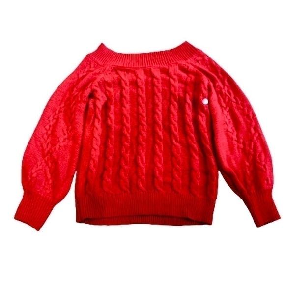𝅺soho off the shoulder nwt red cable knit sweater size large - Picture 1 of 7